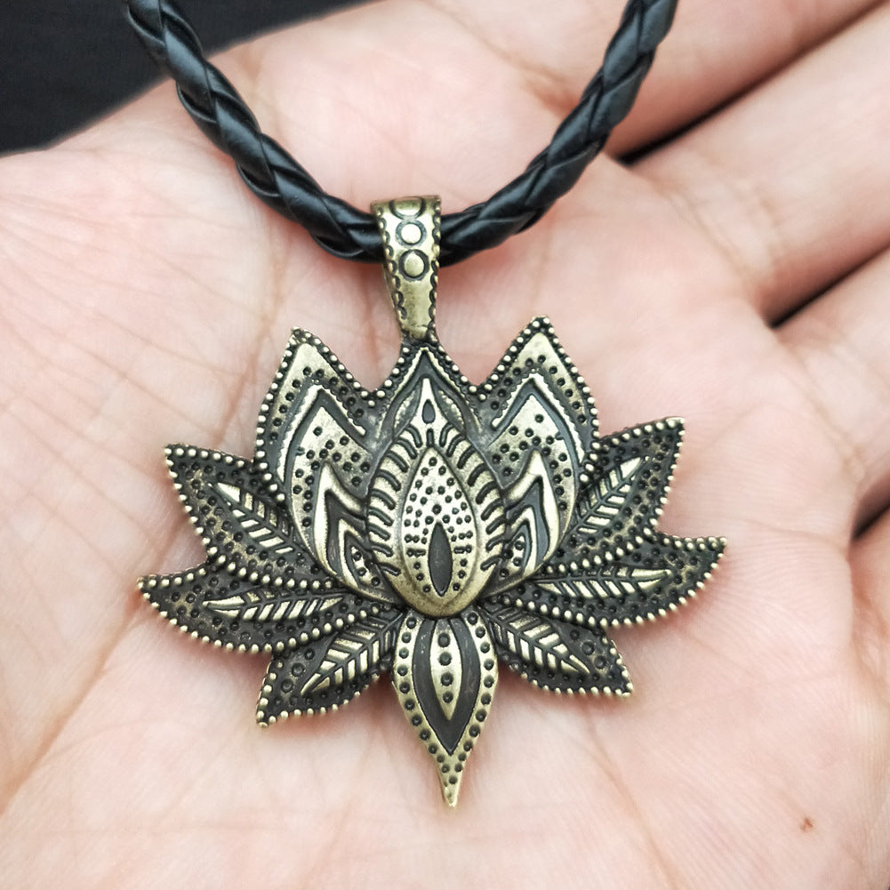 Mandala Lotus Yoga Necklace with Indian Retro Charm