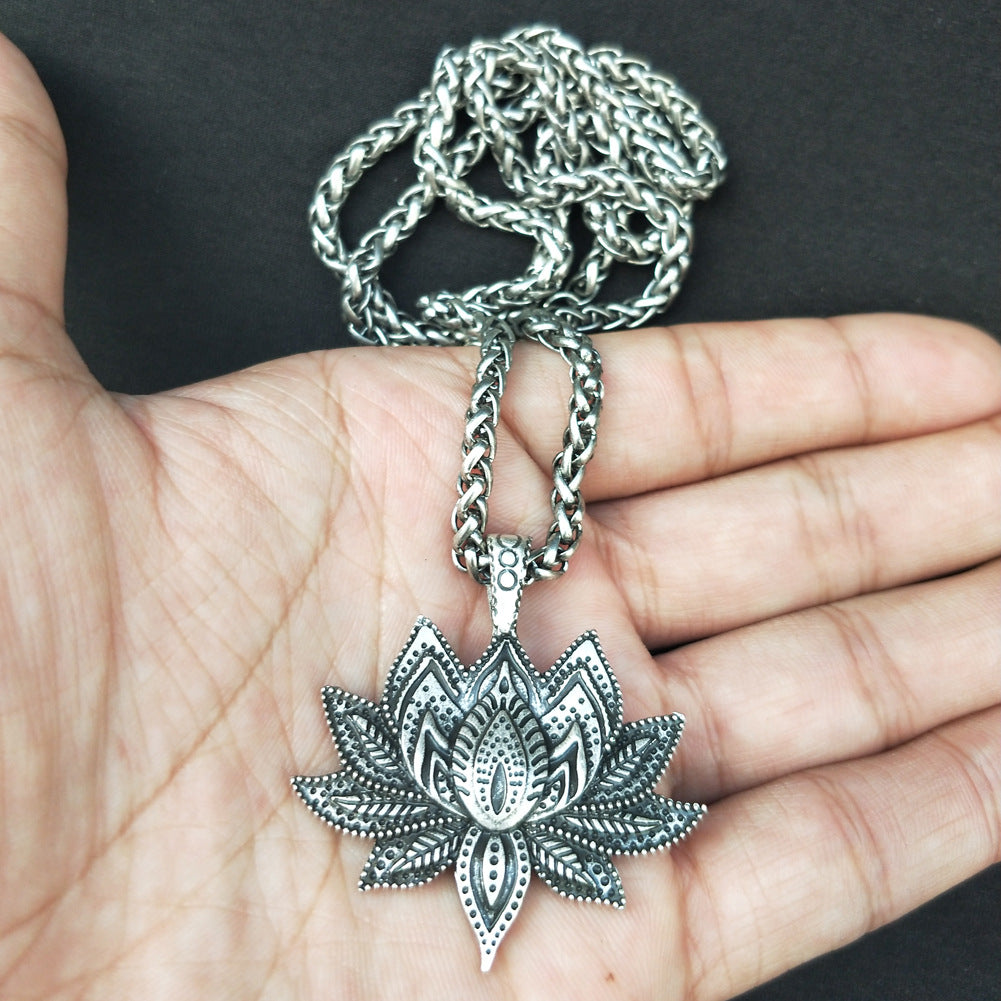 Mandala Lotus Yoga Necklace with Indian Retro Charm