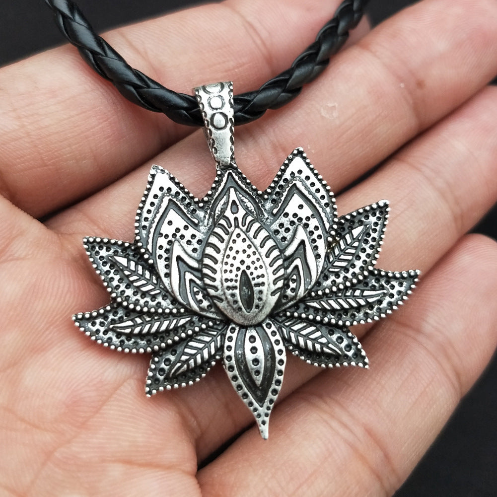 Mandala Lotus Yoga Necklace with Indian Retro Charm