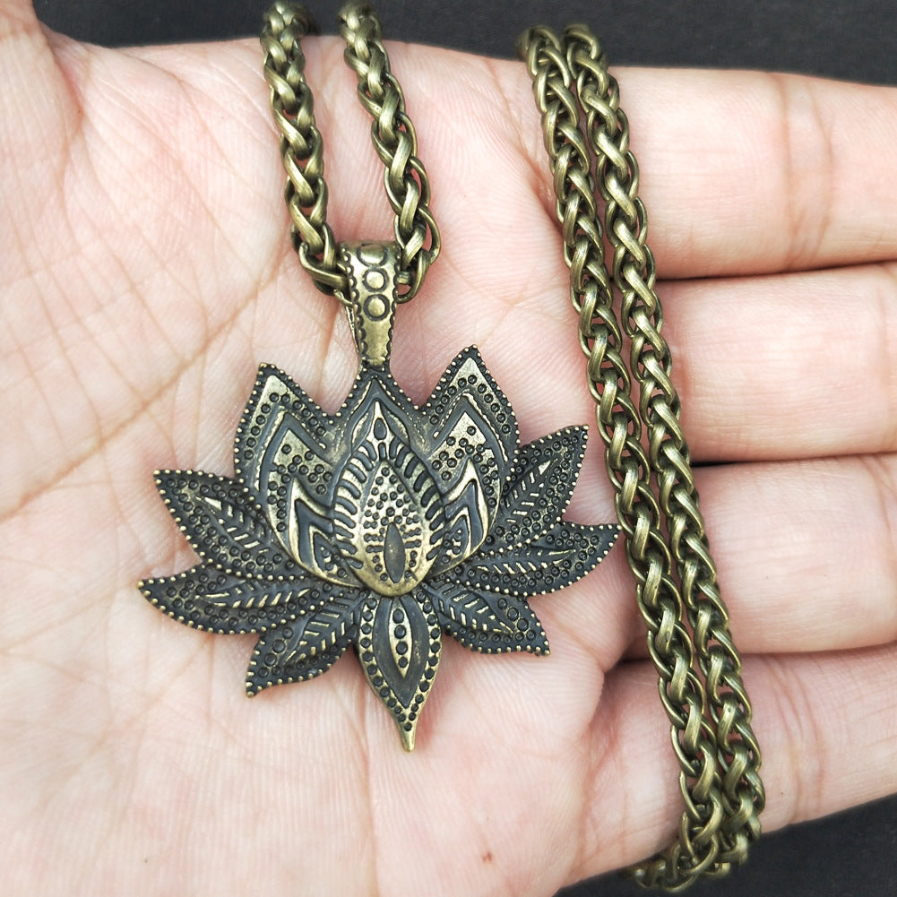 Mandala Lotus Yoga Necklace with Indian Retro Charm