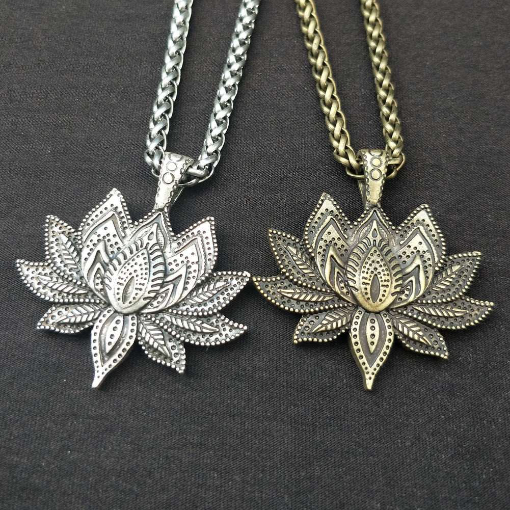 Mandala Lotus Yoga Necklace with Indian Retro Charm