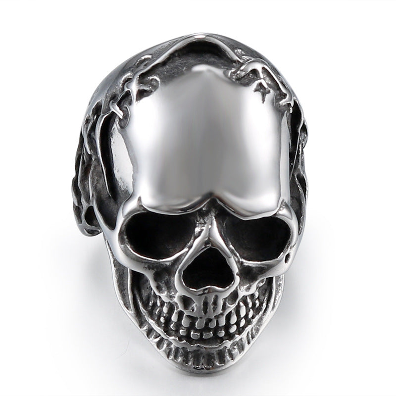 Personalized Retro Stainless Steel Skull Ring for Men - European and American Religious Totem Design