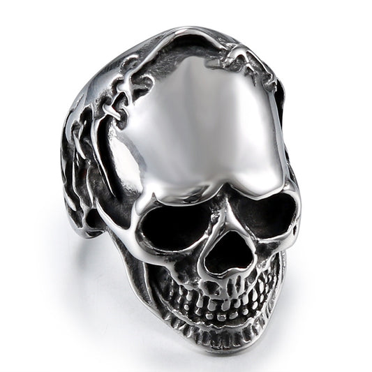 Personalized Retro Stainless Steel Skull Ring for Men - European and American Religious Totem Design