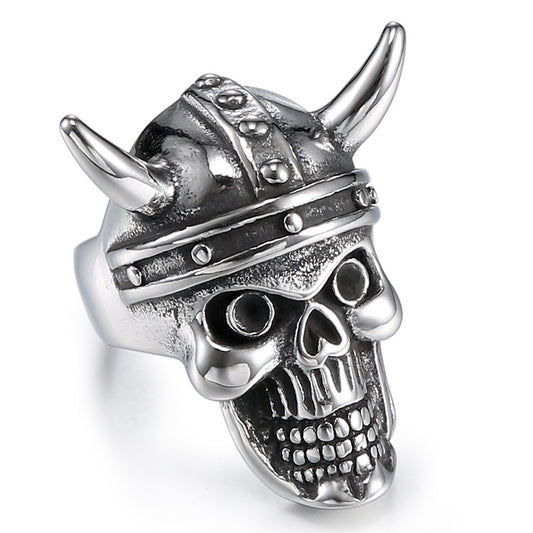 Personalized Vintage Skull Titanium Steel Ring for Men - Oversized Ghost Design