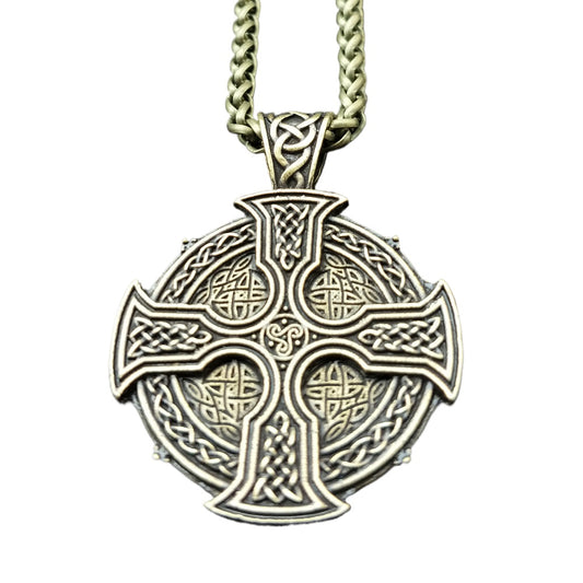 Celtic Viking Sun Cross Pendant Necklace with Norse Legacy Design