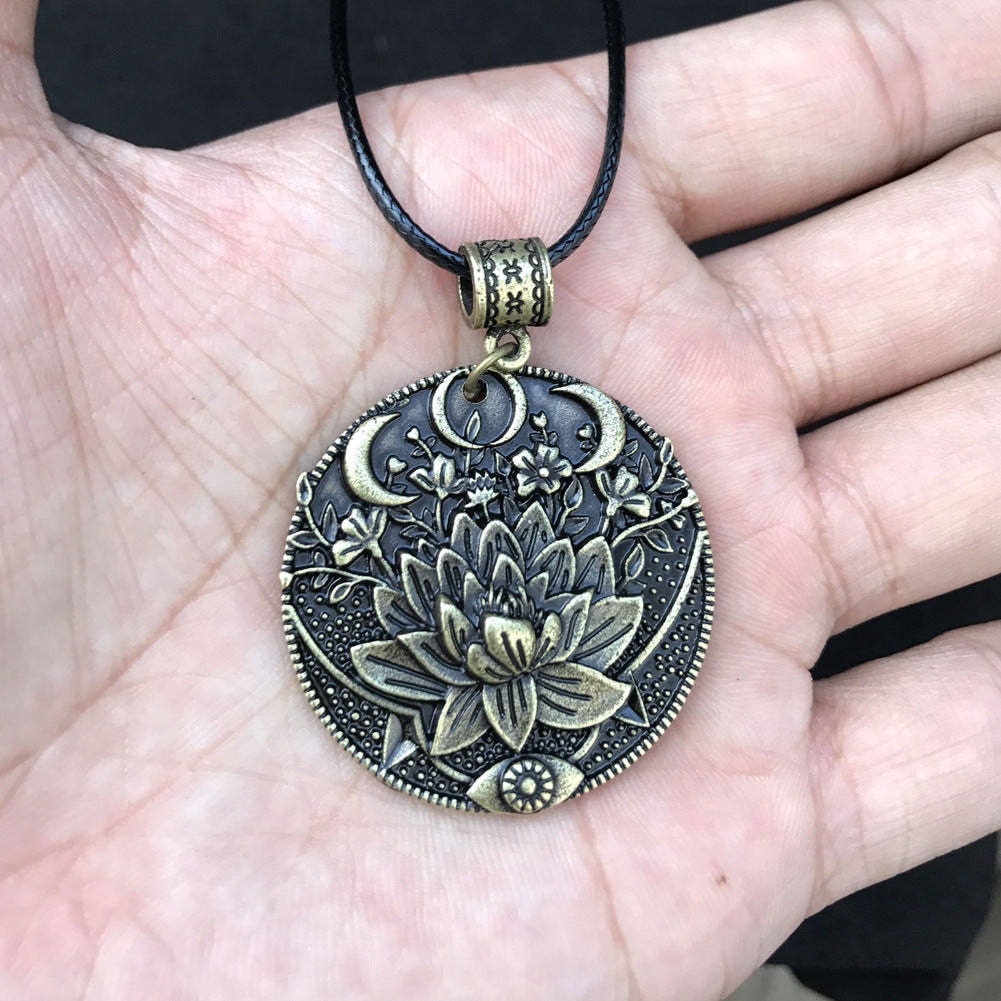 Mystical Moon Datura Flower Necklace - Norse Legacy Collection