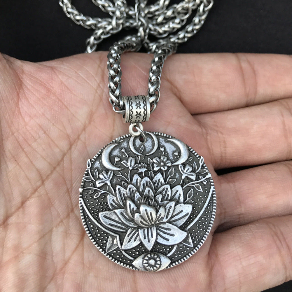 Mystical Moon Datura Flower Necklace - Norse Legacy Collection