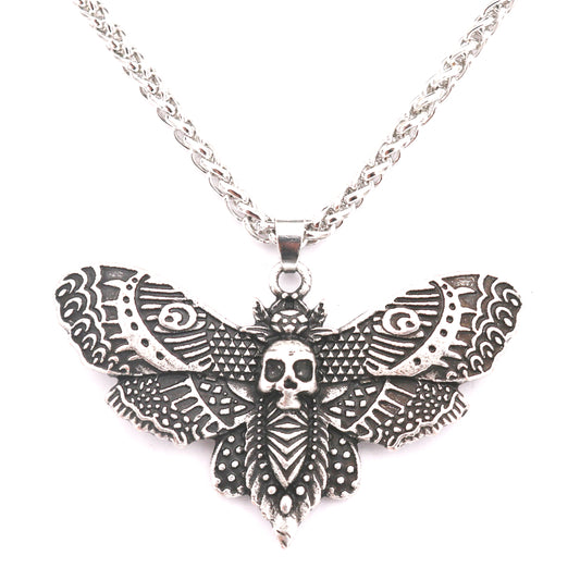 Death Valley Moth Alloy Pendant Necklace - European and American Retro Fashion Jewelry