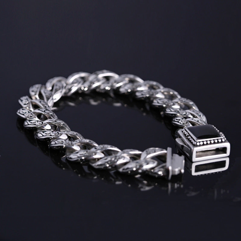 Retro Rose Pattern Titanium Steel Men's Bracelet - Wholesale Stainless Steel Resin Accessory