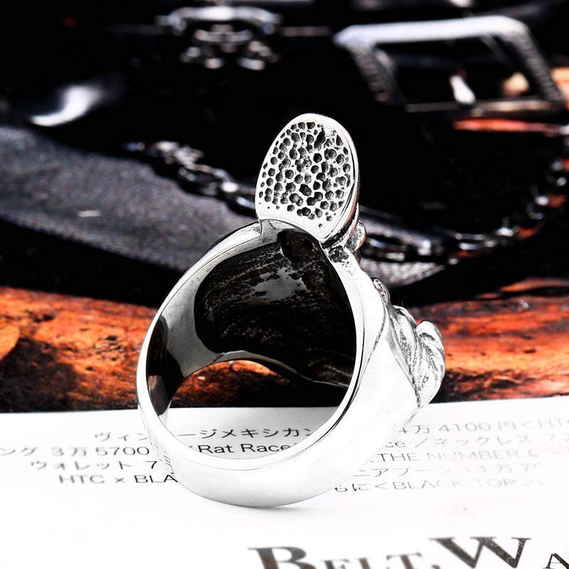 Punk Skull Bible Ring for Men - Retro Titanium Steel Jewelry in European and American Style