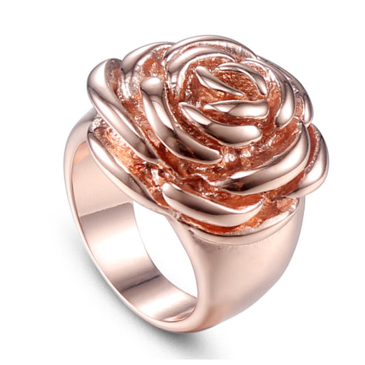 Creative Rose Gold Titanium Steel Ring for Women - European and American Fashion Design