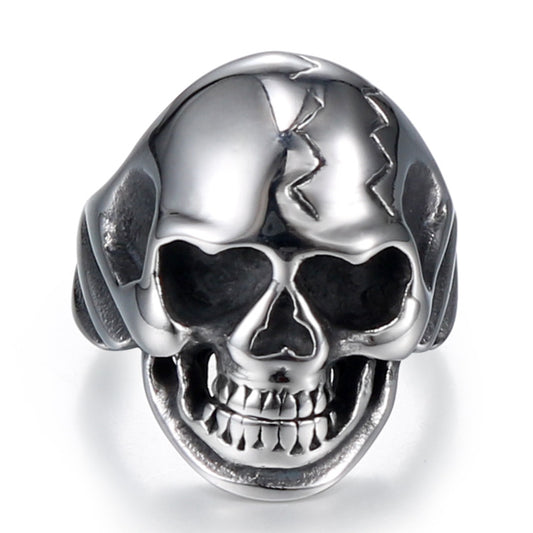 Men's Vintage Punk Titanium Steel Skull Ring - Fashionable Religious Totem Jewelry