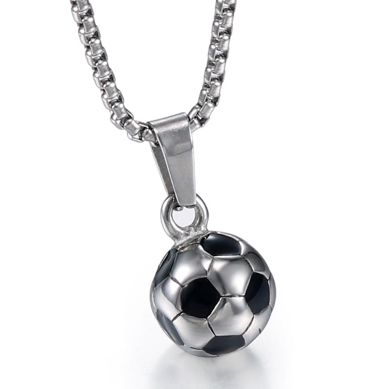 Customizable Titanium Steel Football Pendant for Men - Stylish Sports Jewelry