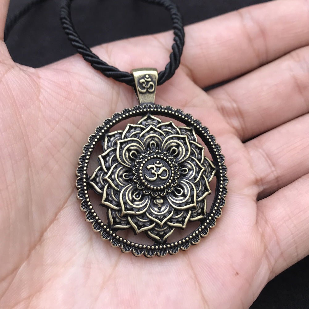 Enigmatic Norse Legacy Metal Mandala Necklace for Men