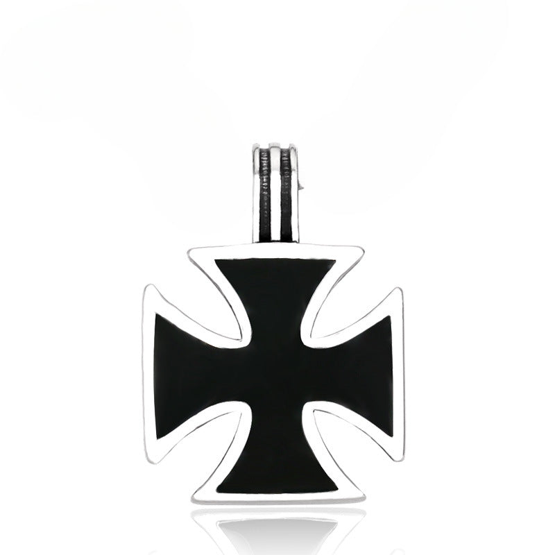 Vintage-Inspired Titanium Steel Cross Pendant for Men - Customizable Fashion Jewelry