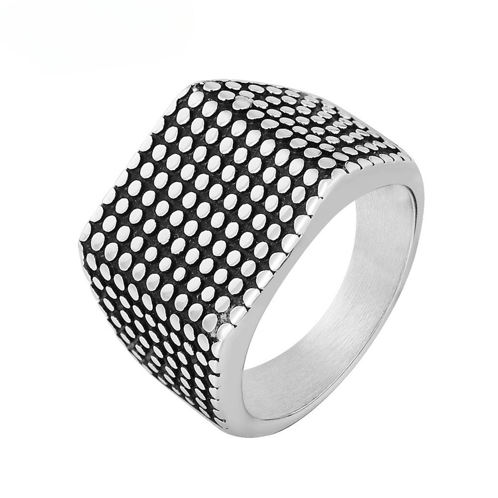 Men's Stainless Steel Polka Dot Ring for European and American Fashion