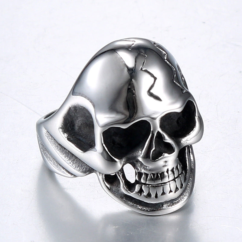 Men's Vintage Punk Titanium Steel Skull Ring - Fashionable Religious Totem Jewelry