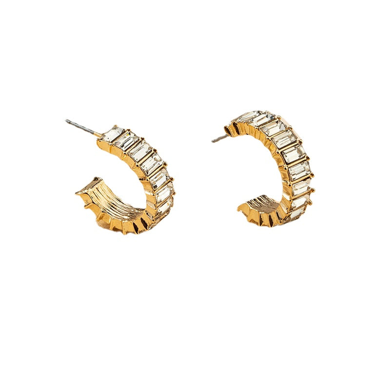 C-shaped Earrings in Vienna Verve Collection with Metal Needle - Wholesale European & American Jewelry