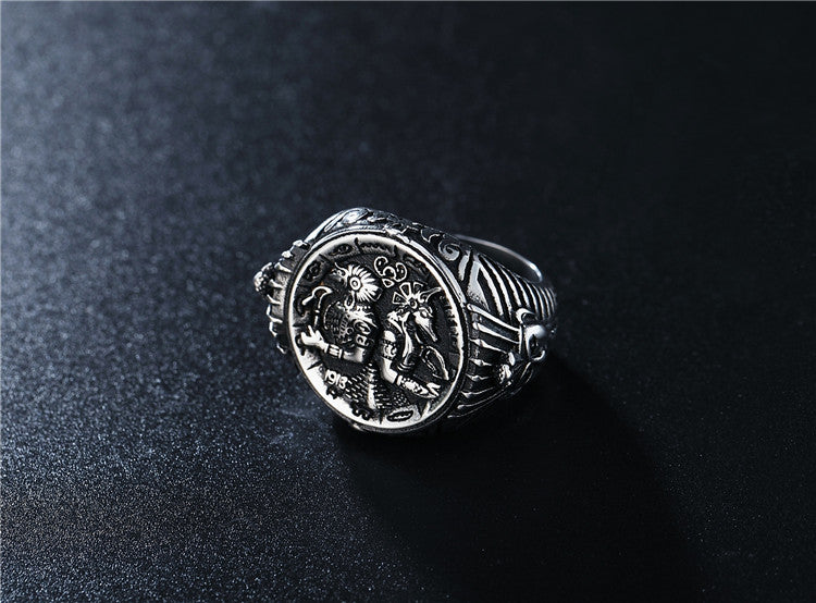 Anubis Mythical Beast Men's Vintage Titanium Steel Ring