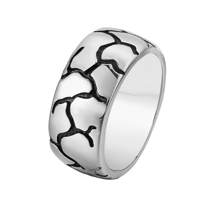 Wholesale Retro Titanium Steel Men's Ring with Simple Crack Pattern