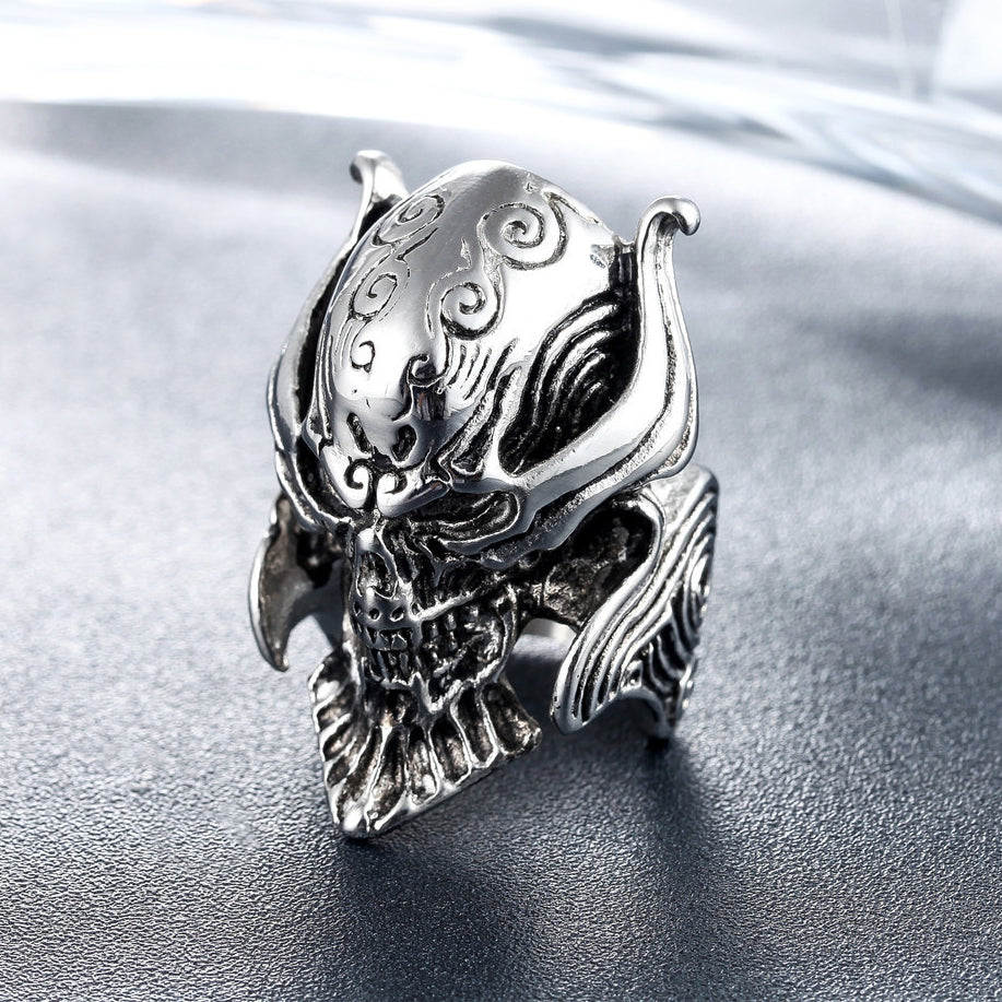 Halloween Hell Skull Titanium Steel Ring for Men