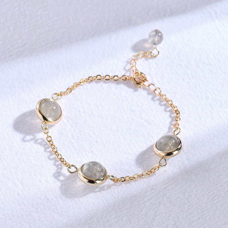 Crystal Moonstone Sterling Silver Bracelet