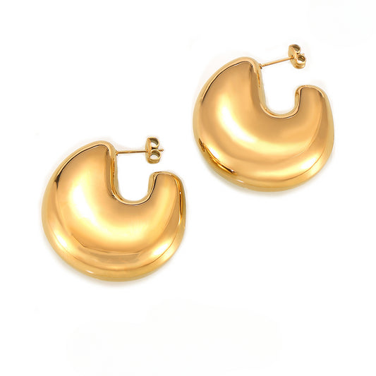 Golden Geometric Hollow U-Shaped Earrings