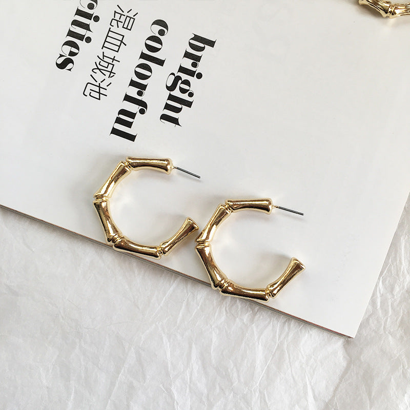 Bamboo Chic C-Shape Earrings - Vienna Verve Collection