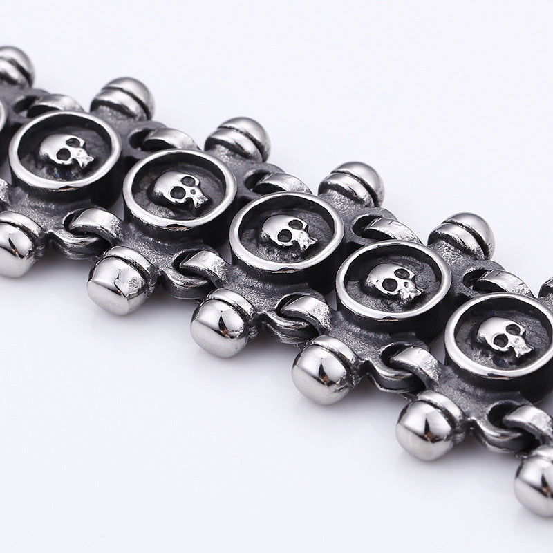 Bold Men's Titanium Steel Skull Bracelet - Trendy Exaggerated Jewelry for the Modern Man