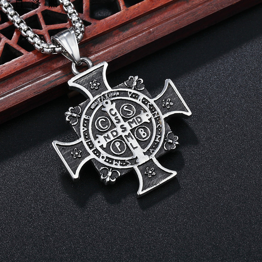 Exorcism Quadrate Cross Titanium Steel Necklace for Men