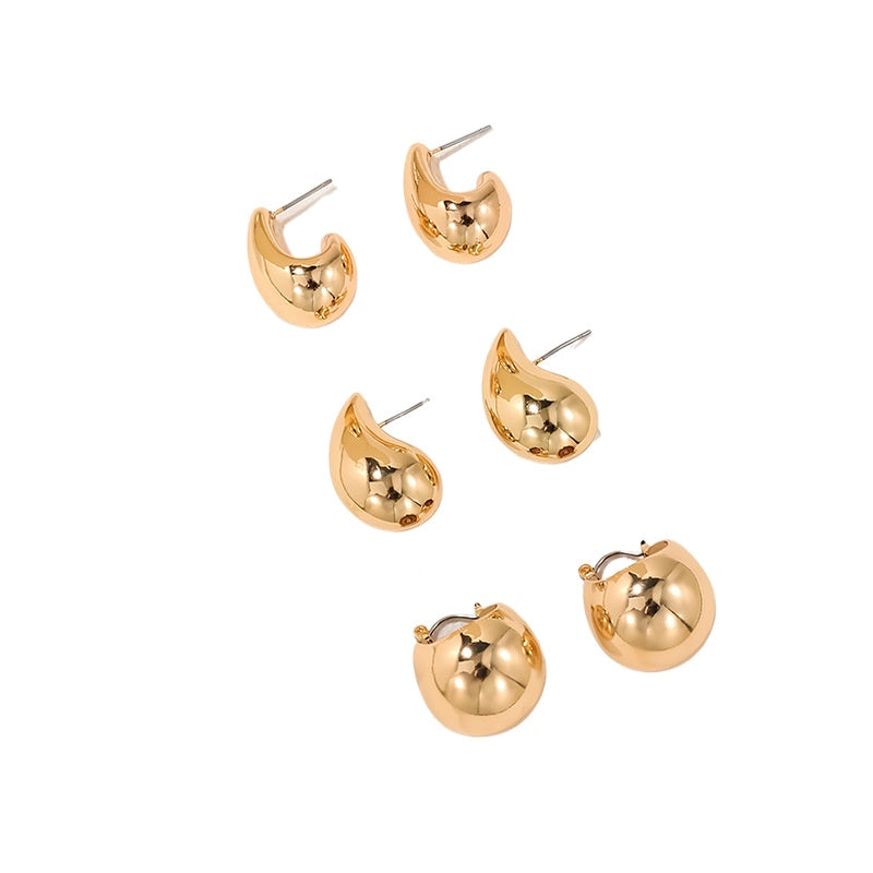 Wholesale Women's Earring Set with Modern C-Shaped Design