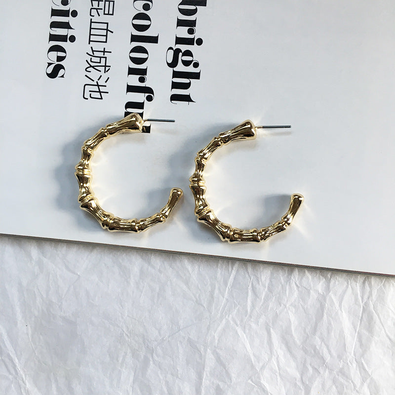 Bamboo Chic C-Shape Earrings - Vienna Verve Collection