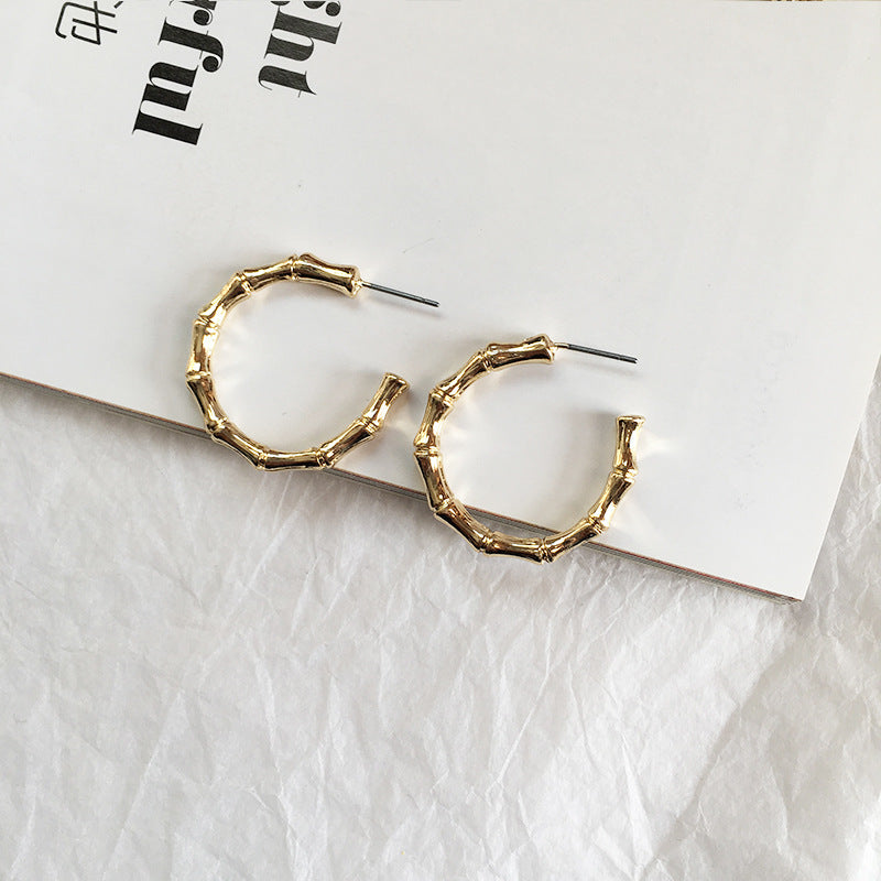 Bamboo Chic C-Shape Earrings - Vienna Verve Collection