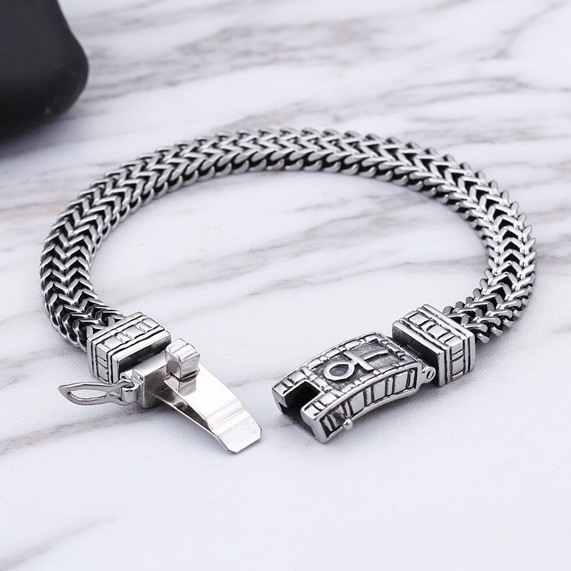 European and American Hip-Hop Double-Row Chain Bracelet for Men - Punk Titanium Steel Trend Accessories