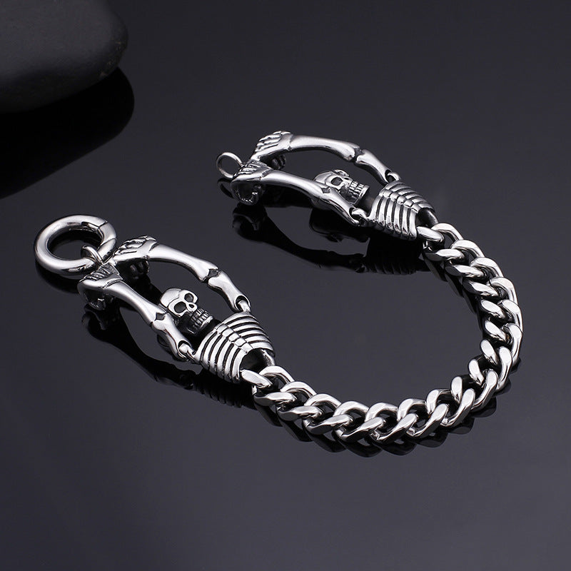 Rebellious Skull Titanium Steel Men's Bracelet - Bold Punk Style Jewelry for the Modern Man