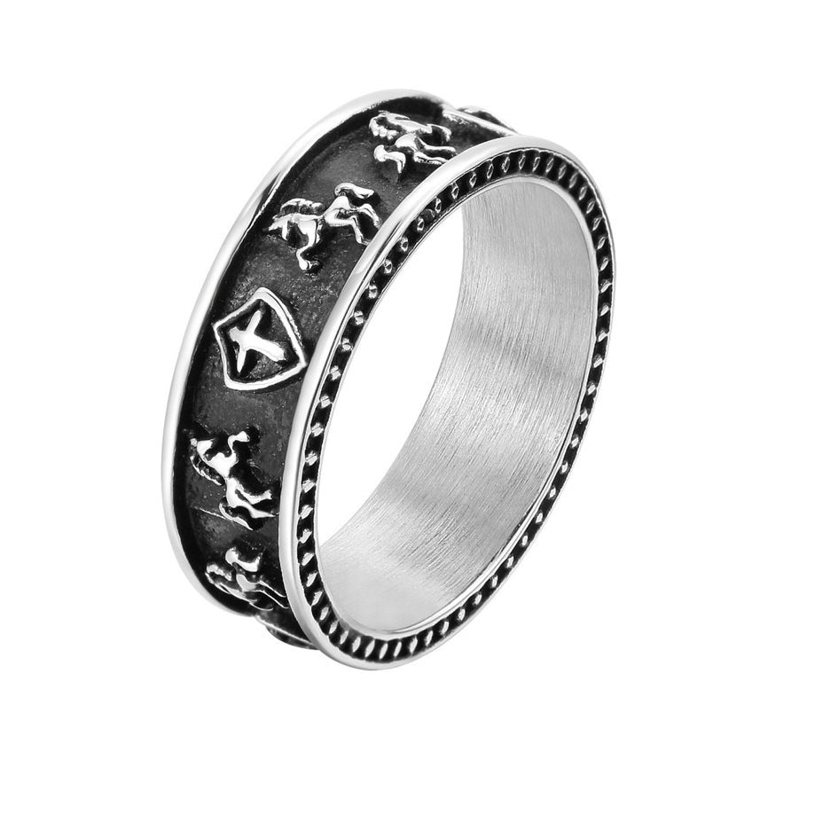 Vintage Cross Pegasus Men's Titanium Steel Ring