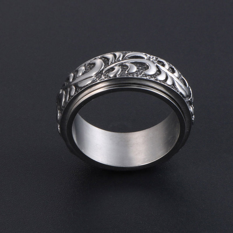 Men's Rotatable Vintage Titanium Steel Ring, Cross-Border Amazon Stainless Steel Design