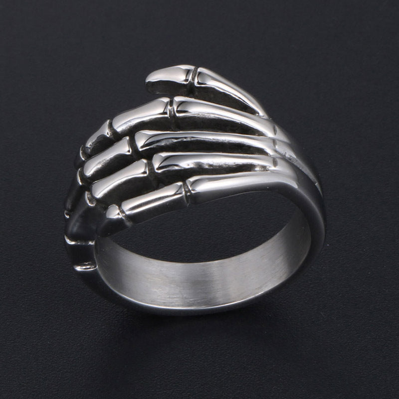 Wholesale Retro Punk Skull Hand Ring for Men - Titanium Steel Jewelry