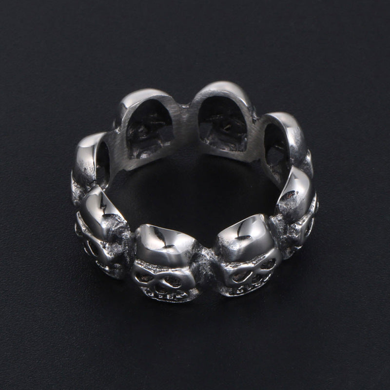 Vintage Skull Ring for Men - Retro Hip Hop Style Titanium Steel Jewelry