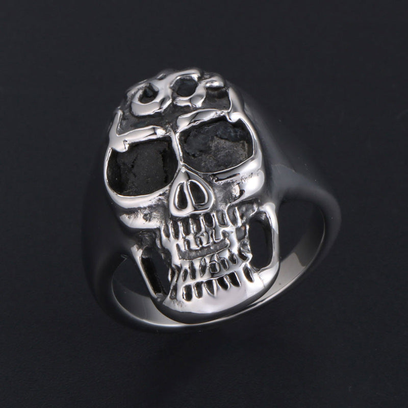 Titanium Steel Flame Skull Ring - Men's Personalized Fashion Accessory