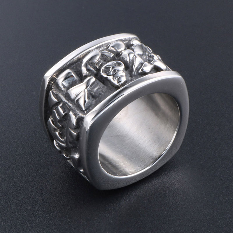 Retro-Inspired Oversized Titanium Steel Finger Wrench Ring for Men - Personalized Hipster Fashion Jewelry