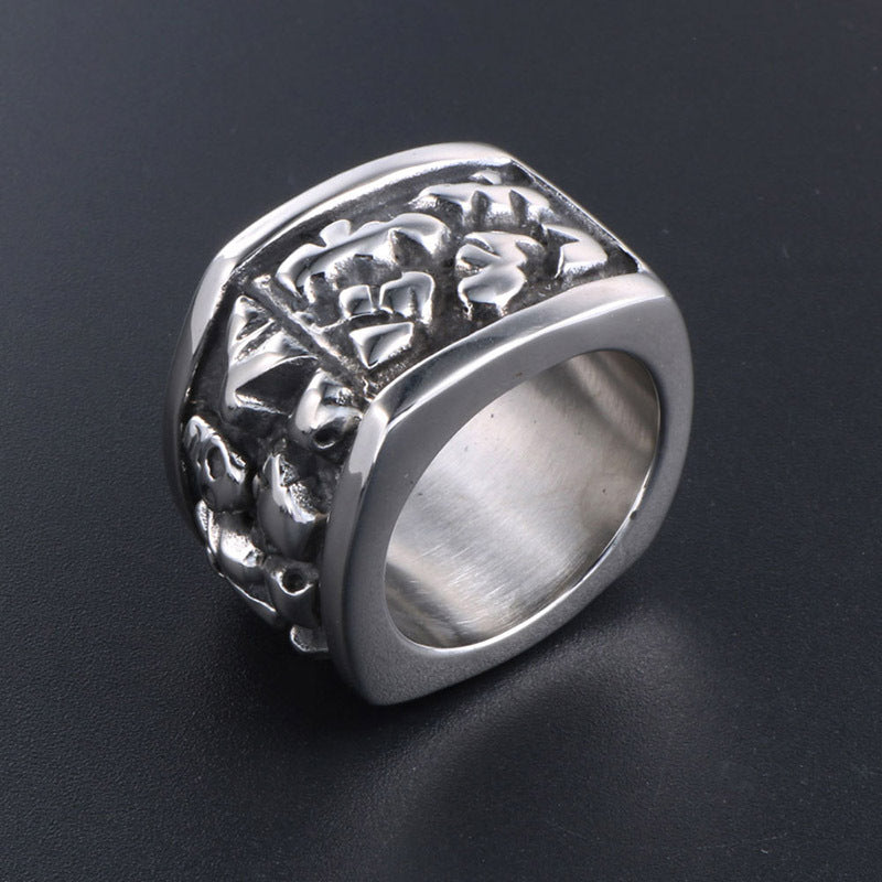 Retro-Inspired Oversized Titanium Steel Finger Wrench Ring for Men - Personalized Hipster Fashion Jewelry