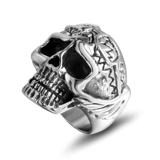 Funny Skull Punk Retro Titanium Steel Ring for Men