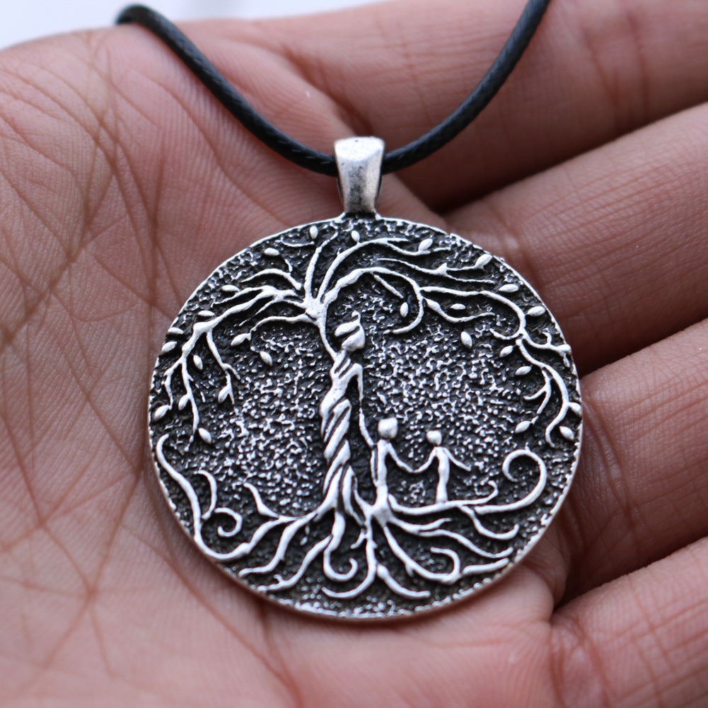 Viking Family Tree Necklace with Odin Myth Pendant - Norse Legacy Piece