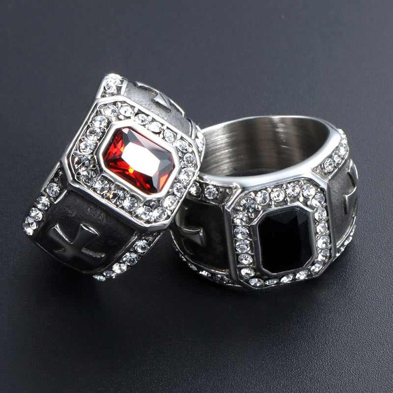 Elegant Retro Zircon Cross Rings for Men and Women - Aristocratic Fashion Jewelry in Titanium Steel