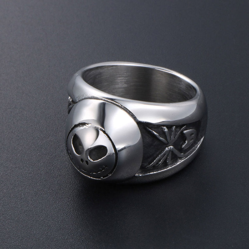 Men's Retro Titanium Steel Smiley Face Ring - Personalized Fashion Index Finger Jewelry