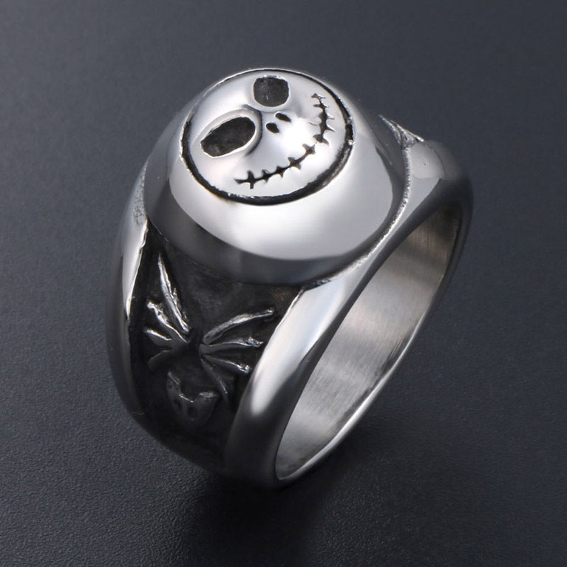 Men's Retro Titanium Steel Smiley Face Ring - Personalized Fashion Index Finger Jewelry