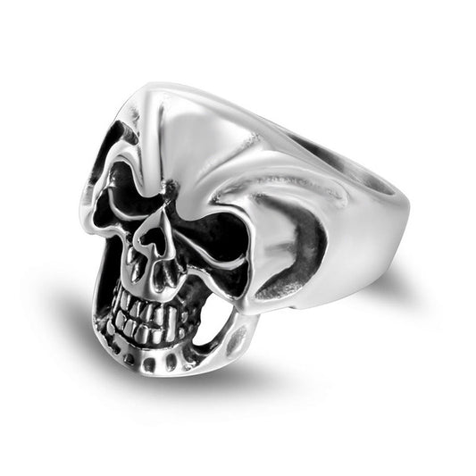 Titanium Steel Exaggerated Ghost Face Skull Ring for Men - Halloween Personality Accessory