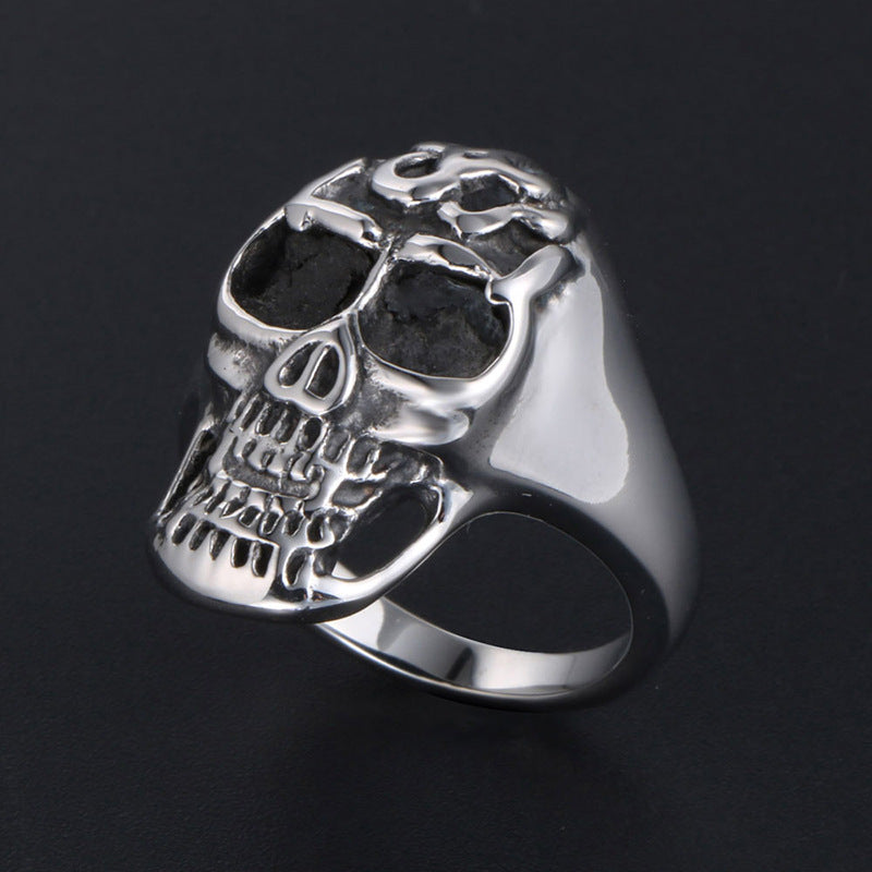 Titanium Steel Flame Skull Ring - Men's Personalized Fashion Accessory