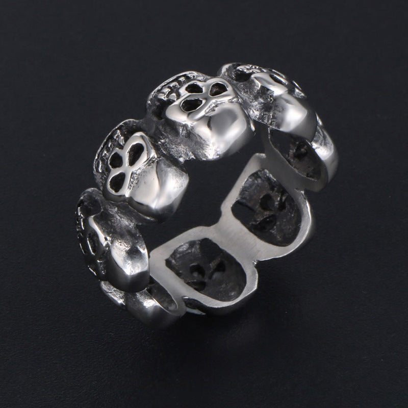 Vintage Skull Ring for Men - Retro Hip Hop Style Titanium Steel Jewelry